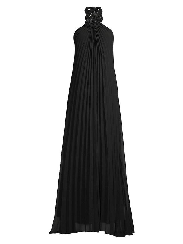 Womens Billie Pliss Crepe Chiffon Halterneck Gown Product Image