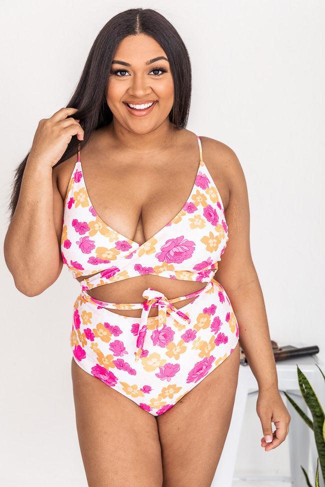 Caribbean Crush Pink/Orange Floral Swimsuit FINAL SALE Product Image