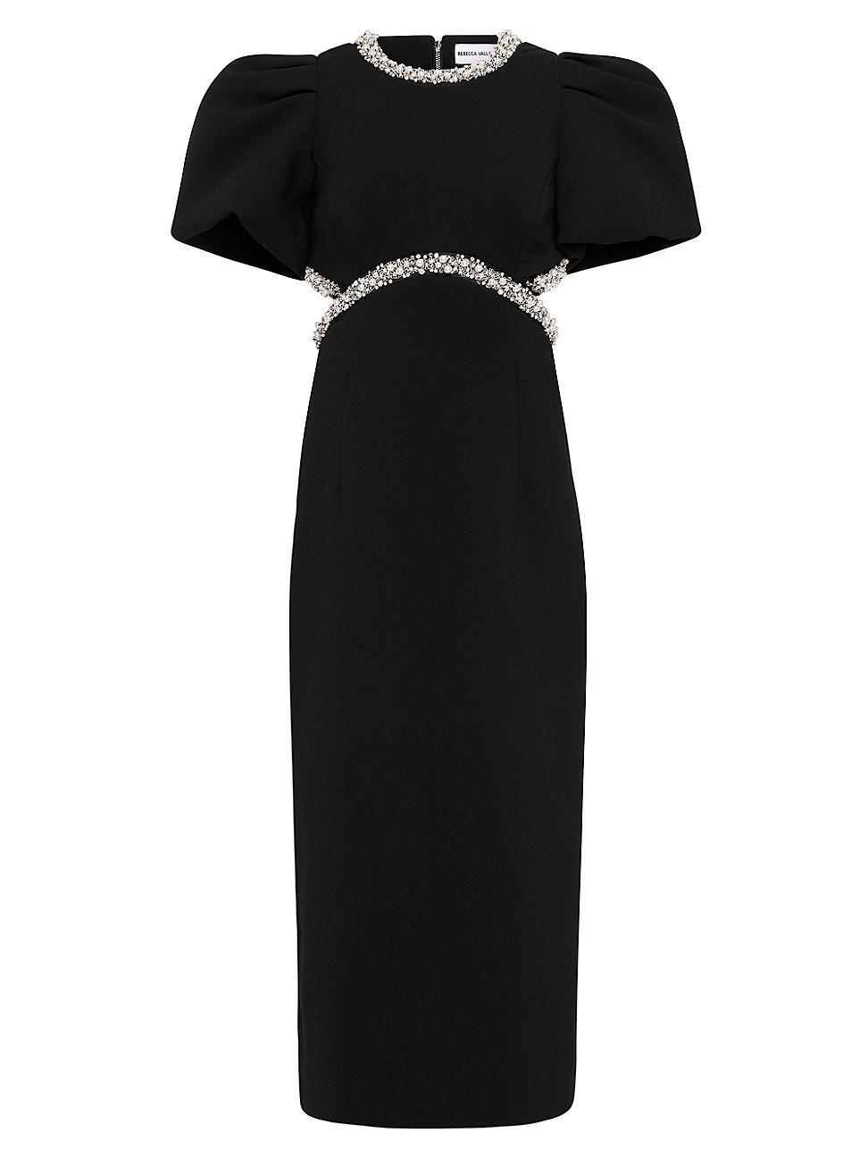 Womens Eva Embellished Velvet Midi-Dress Product Image