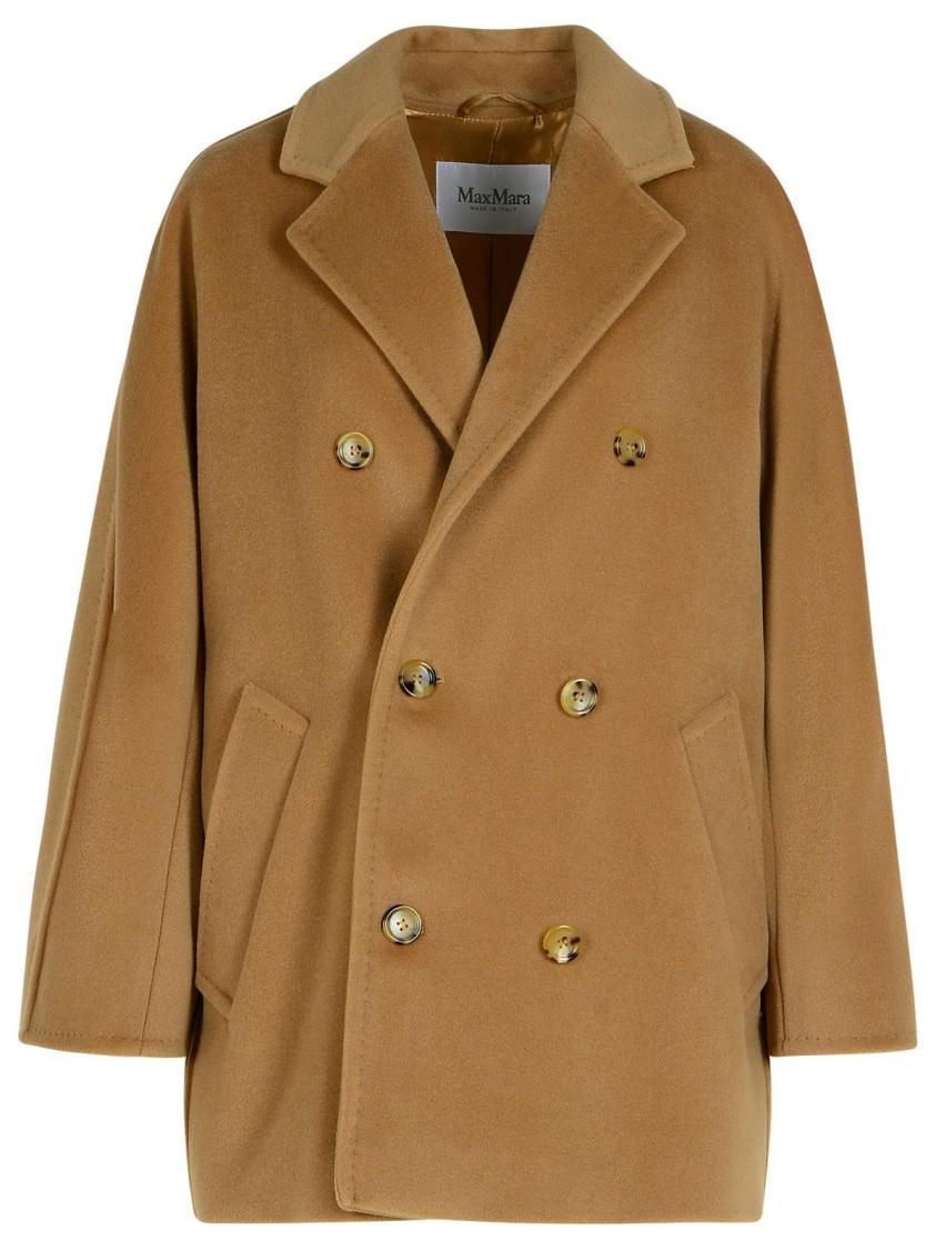 MAX MARA Wool And Cashmere Blend Coat With Double-breasted Design In Gold Product Image