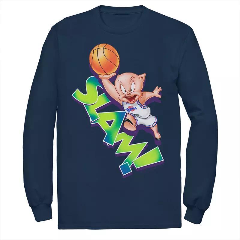 Mens Looney Tunes Space Jam Porky The Pig Slam Tee Blue Product Image