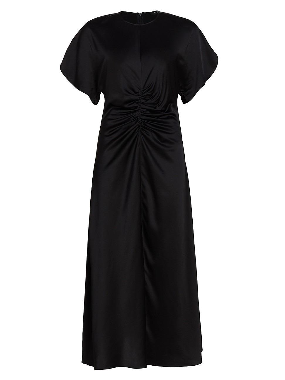 Womens Ruched Satin Midi-Dress Product Image