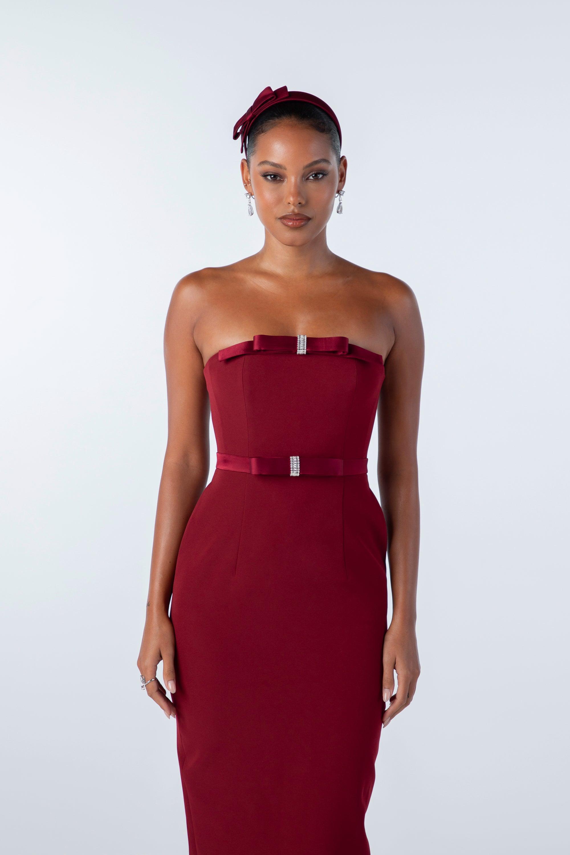 Demi Bow Dress (Red) Product Image