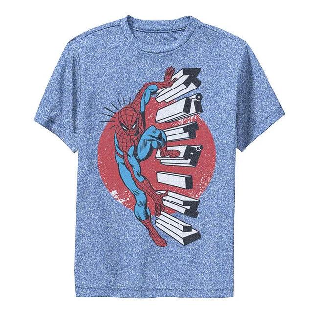 Boys 8-20 Marvel Spider-Man Kanji Climbing Stairs Graphic Tee, Boys Royal Grey Product Image