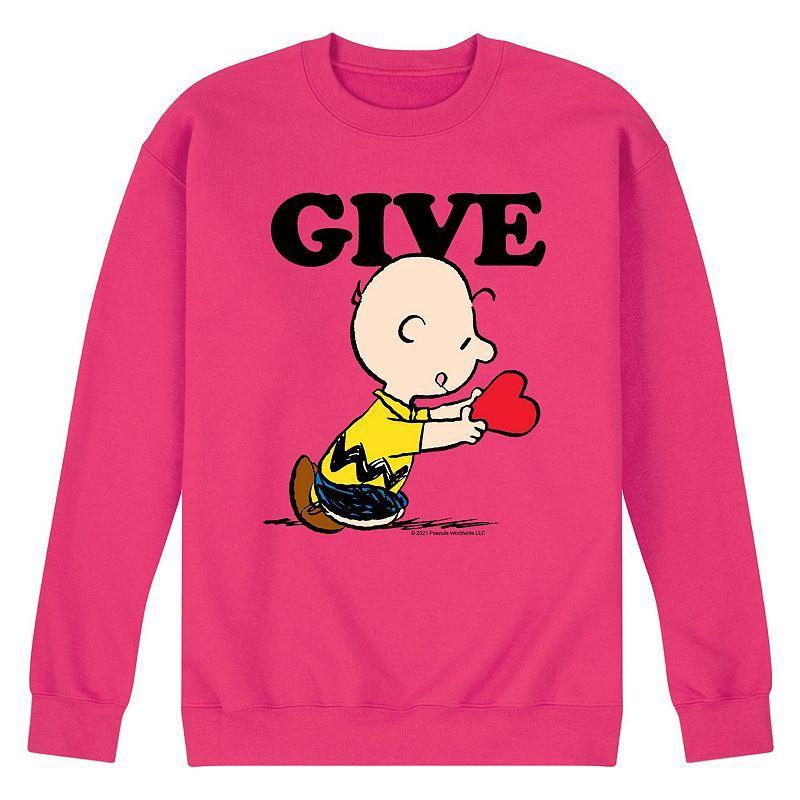 Mens Peanuts Give Sweatshirt Pink Product Image