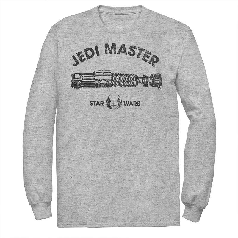 Big & Tall Star Wars Jedi Master Lightsaber Logo Long Sleeve Tee, Mens Athletic Grey Product Image