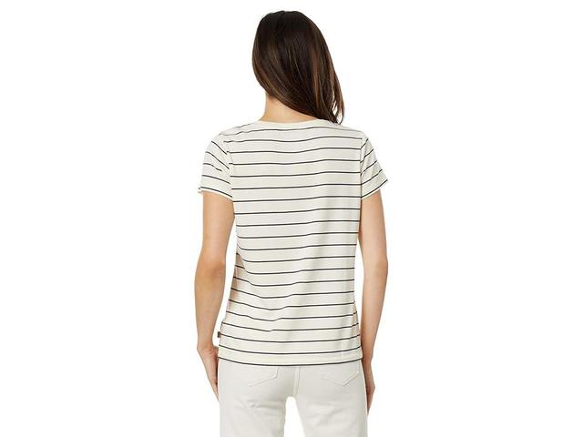 L.L.Bean Petite Soft Stretch Supima Tee Scoop Neck Short Sleeve Stripe (Sailcloth/Classic Navy) Women's Clothing Product Image