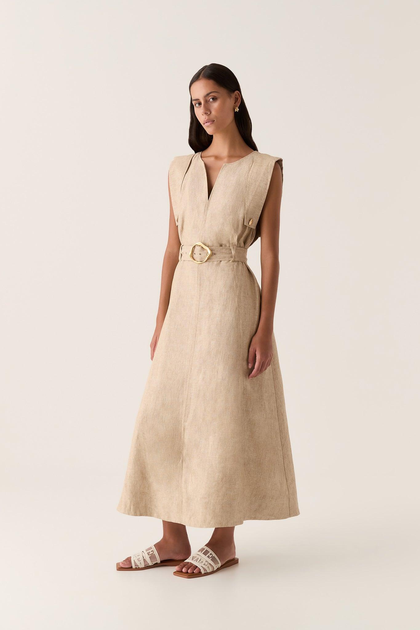 Lyric Belted Midi Dress Product Image