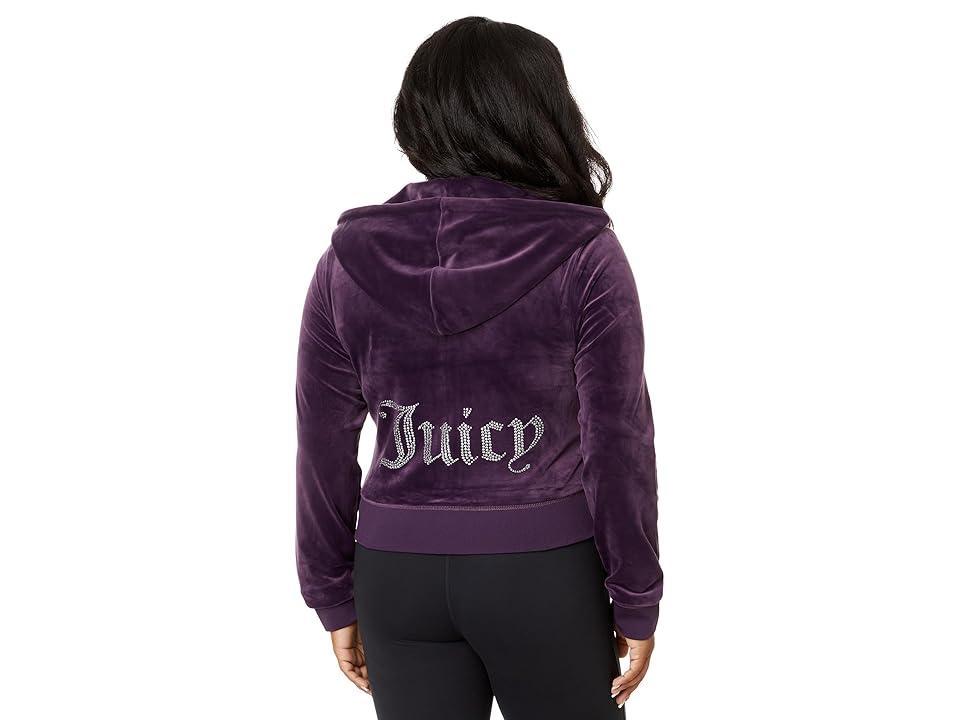 Juicy Couture Solid Classic Juicy Hoodie With Back Bling (Electric Violet) Women's Sweater Product Image