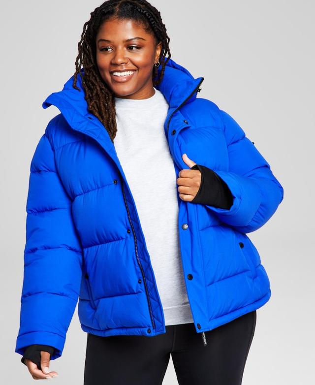 BCBGeneration Womens Plus Size High-Low Hooded Puffer Coat Product Image