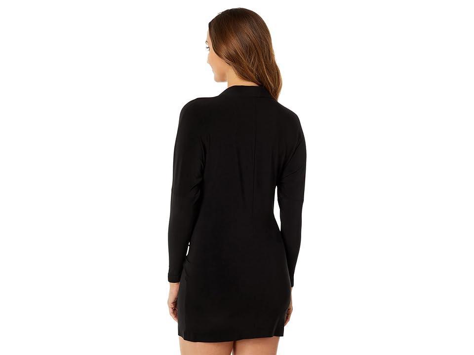 Norma Kamali Mini Tie Front Shirt Dress Black. (also in M, S, XL, XS). Product Image