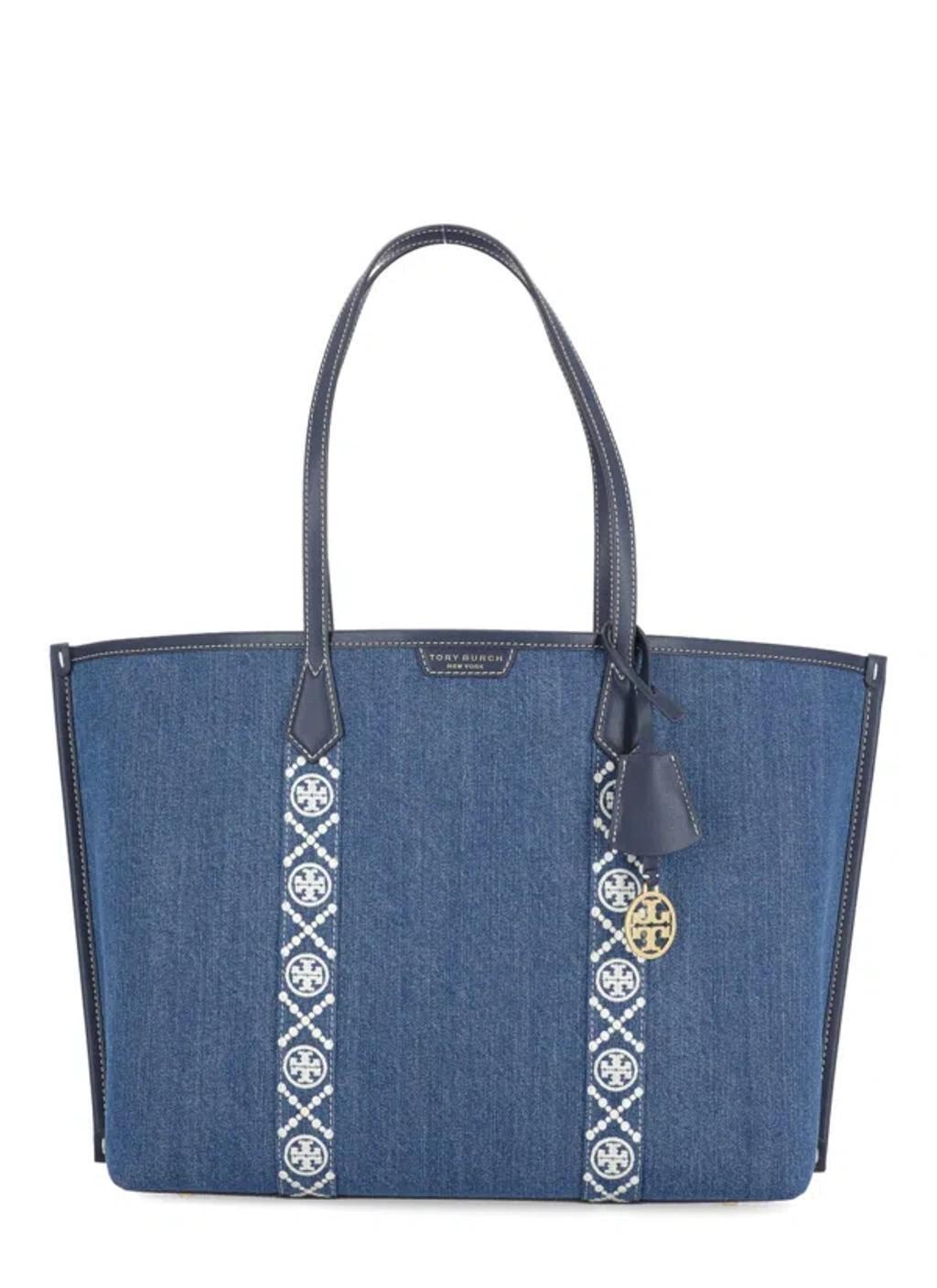 TORY BURCH Perry Triple Tote Shopping Bag In Blue Product Image