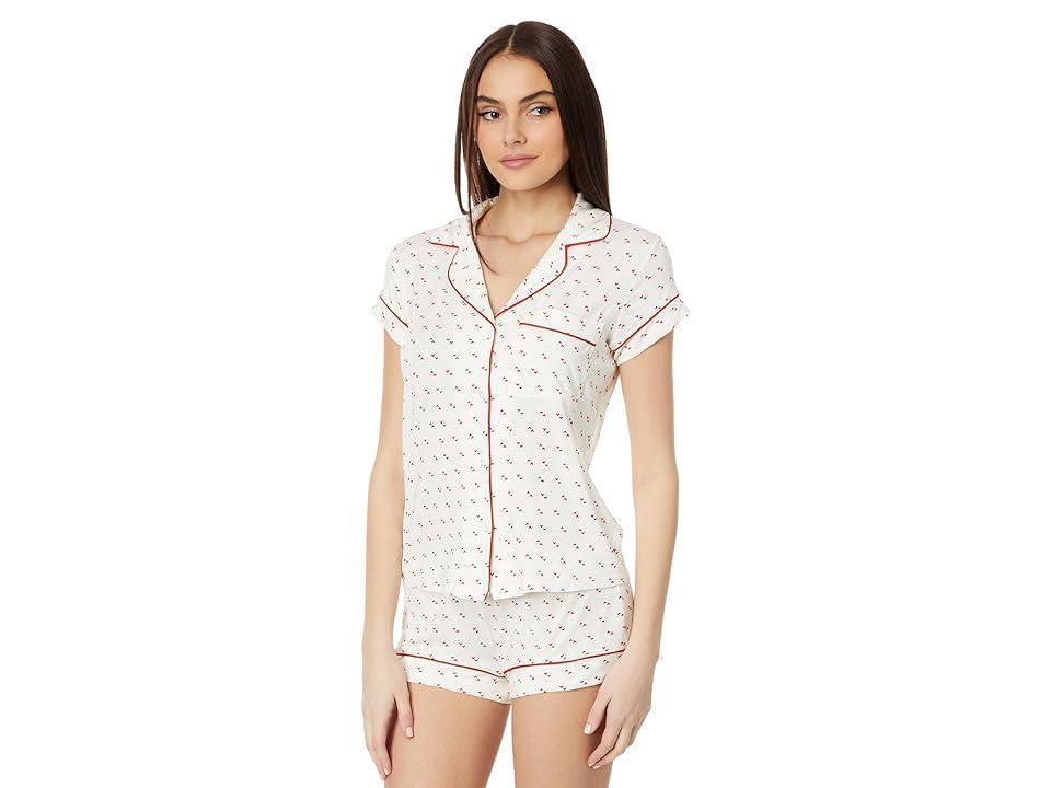 Eberjey Gisele Printed - The Shortie Short PJ Set (Triple Heart/Haute Red 1) Women's Pajama Sets Product Image