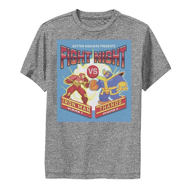 Boys 8-20 Marvel Fight Night Retro Arcade Iron Man Versus Thanos Performance Graphic Tee, Boys Grey Heather Product Image