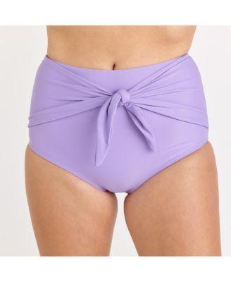 Plus Size High Waisted Bikini Bottom With Front Tie Product Image