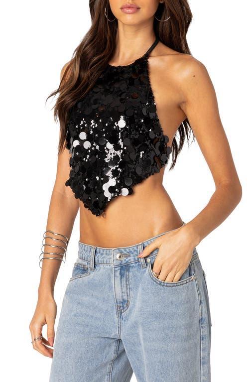 EDIKTED Caelia Sequin Halter Crop Top Product Image