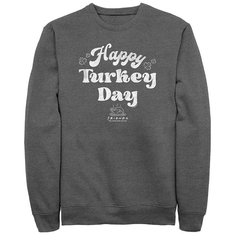 Mens Friends Happy Turkey Day Graphic Fleece Grey Heather Product Image