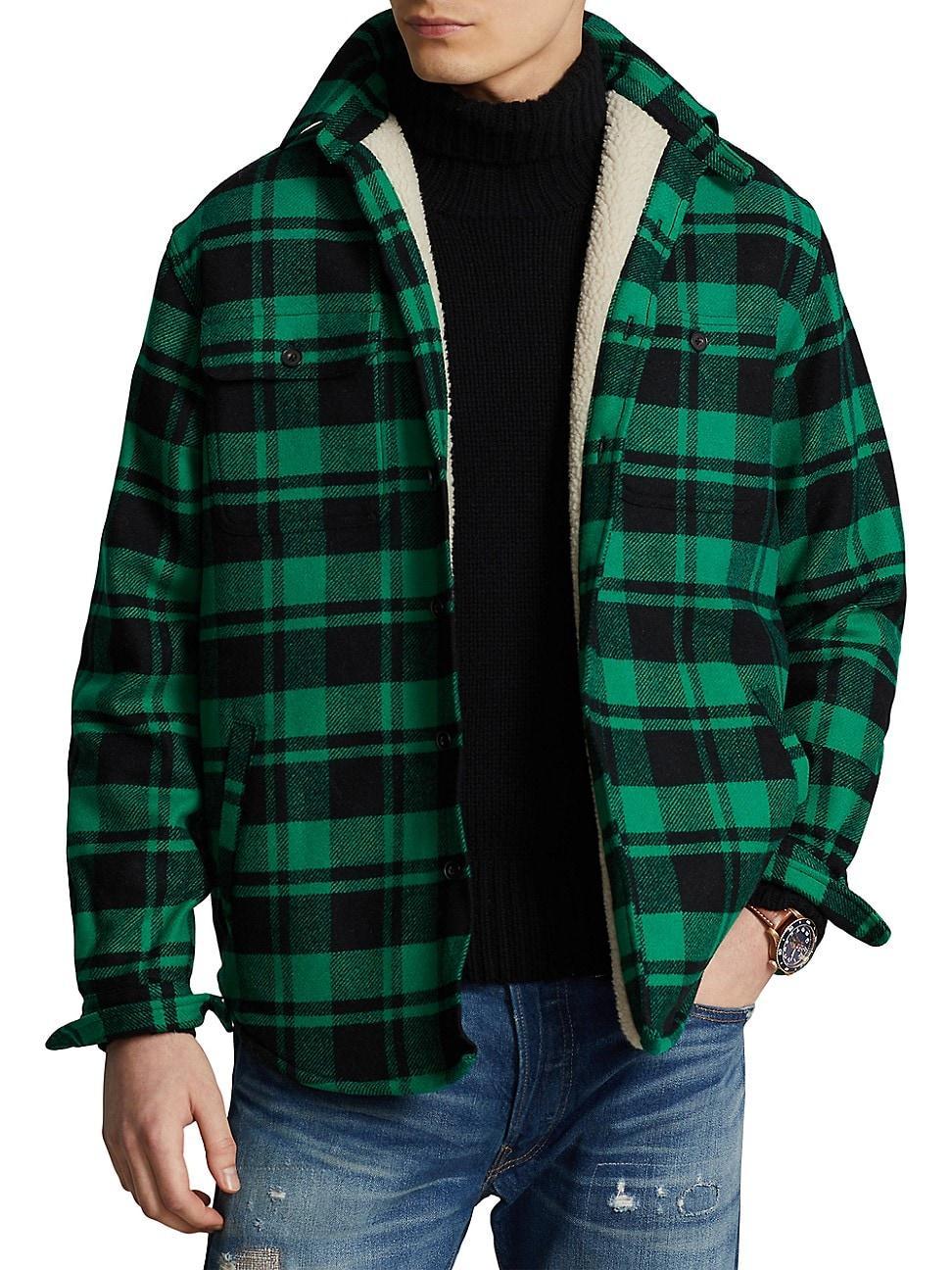 Polo Ralph Lauren Plaid Fleece Lined Wool Blend Flannel Button-Up Shirt Jacket Product Image