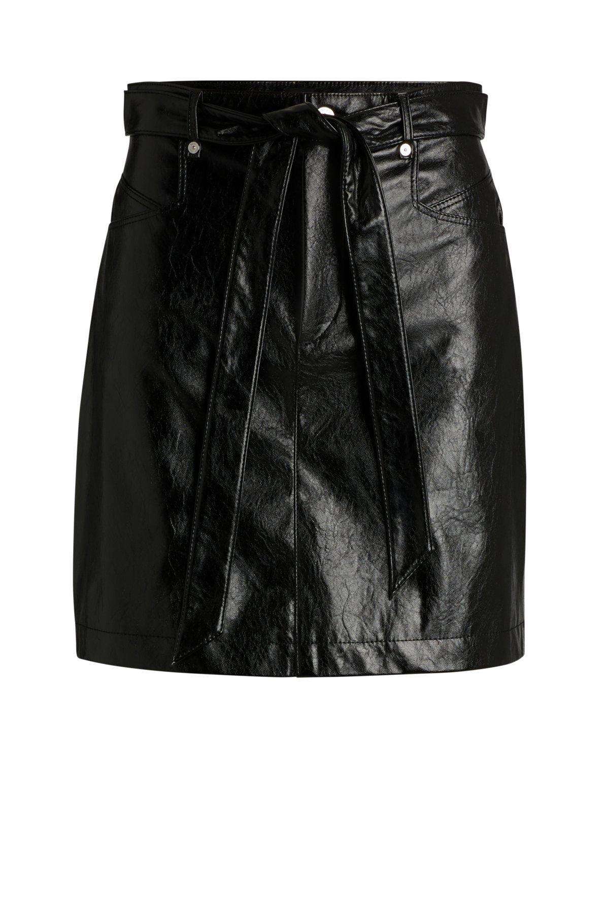 Belted mini skirt in faux leather Product Image