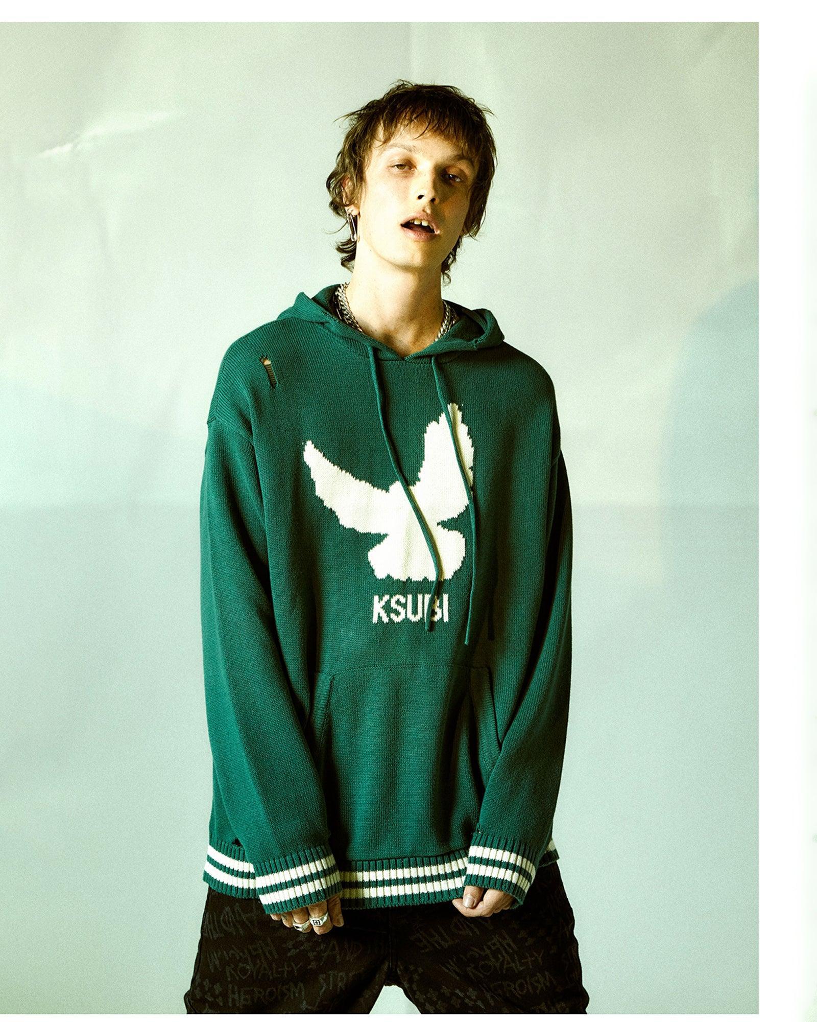 FLIGHT KNIT HOODIE GREEN Male Product Image