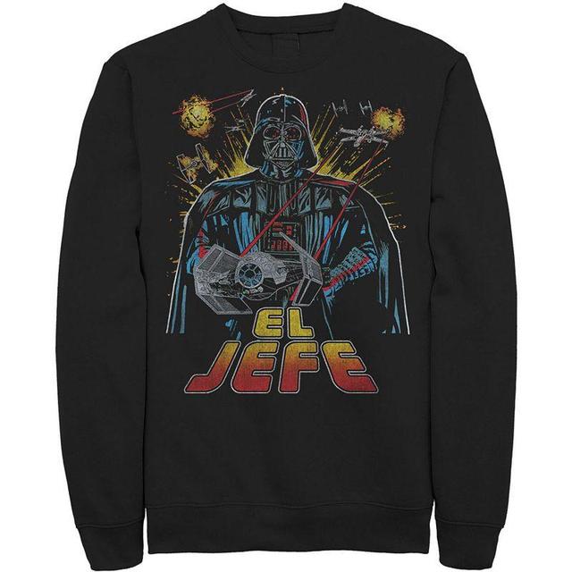 Mens Star Wars Darth Vader El Jefe Comic Style Portrait Fleece Sweatshirt Blue Product Image