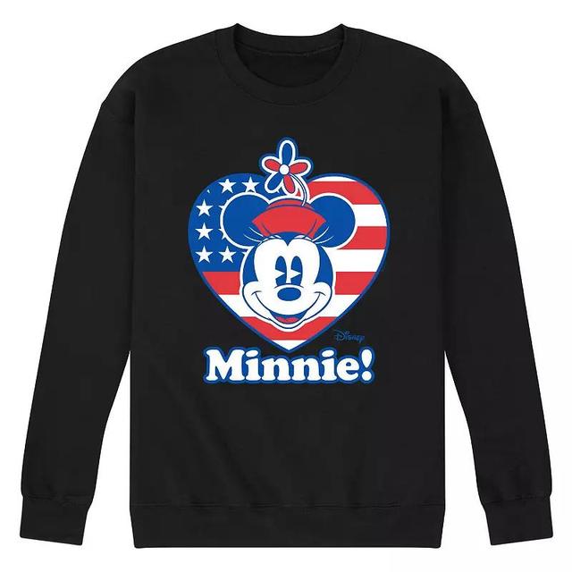 Disneys Minnie Mouse Mens Flag Heart Fleece Sweatshirt Product Image