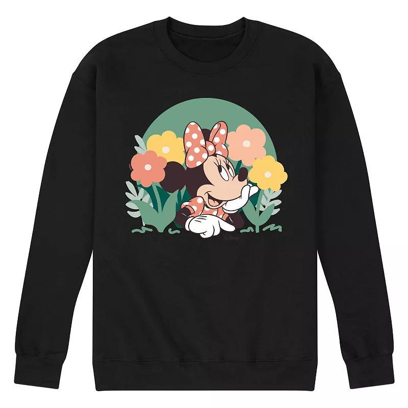 Disneys Minnie Mouse Mens Flowers Fleece Sweatshirt Product Image