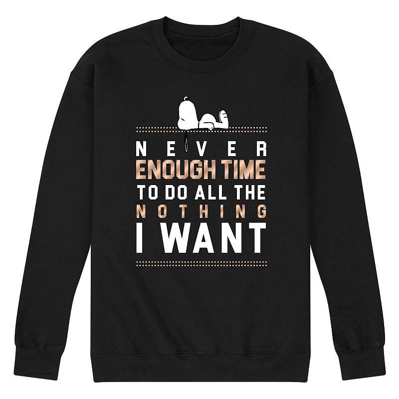 Mens Peanuts Snoopy Never Enough Time To Do All The Nothing I Want Graphic Sweatshirt Black Product Image