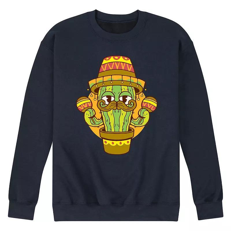 Mens Cactus Sombrero Fleece Sweatshirt Blue Product Image