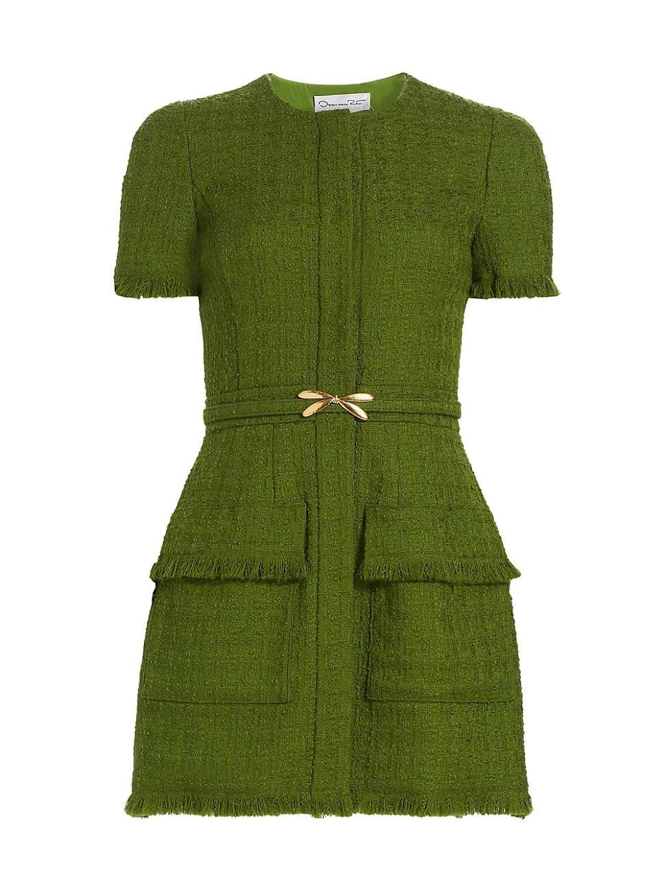 Womens Wool-Blend Tweed Belted Minidress Product Image