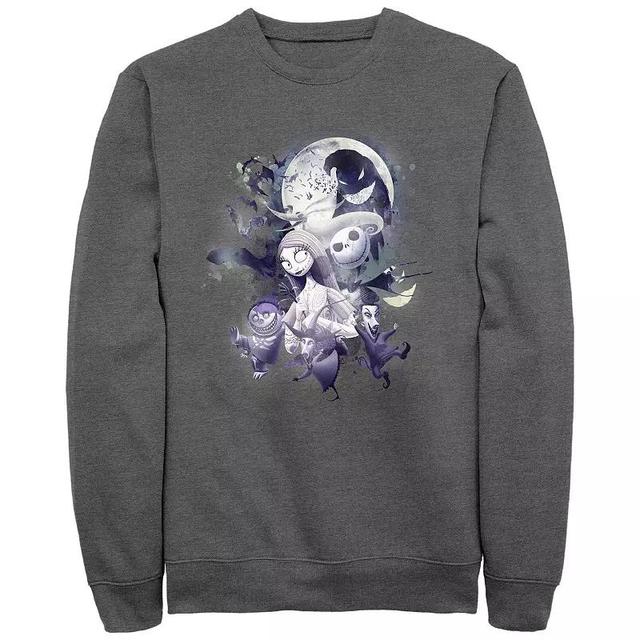 Disneys The Nightmare Before Christmas Glowy Full Moon Mens Graphic Fleece Grey Heather Product Image