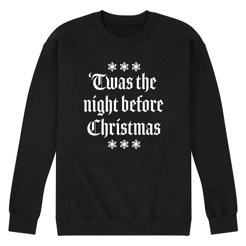 Mens Twas The Night Before Christmas Fleece Sweatshirt Black Product Image