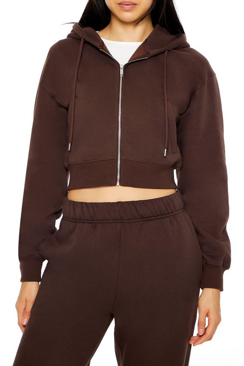 Cropped Fleece Zip-Up Hoodie | Forever 21 Product Image