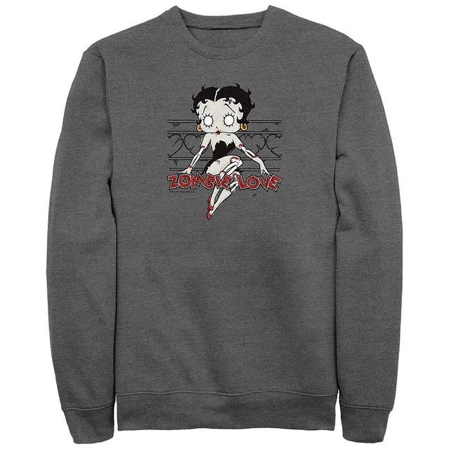 Mens Betty Boop Halloween Zombie Love Pose Fleece Sweatshirt Product Image