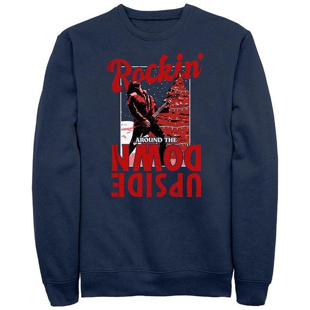 Mens Stranger Things Rockin Around The Upside Down Graphic Fleece Blue Product Image