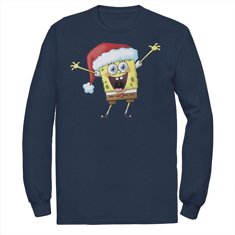 Mens Spongebob Squarepants One Happy Sponge Holiday Long Sleeve Tee Product Image