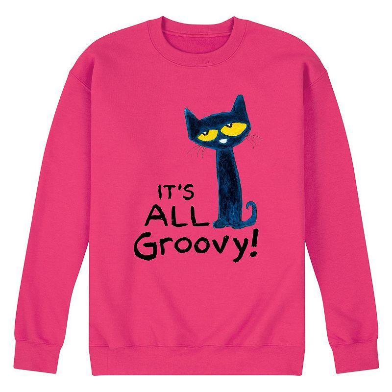 Mens Pete the Cat Its All Groovy Fleece Sweatshirt Pink Product Image