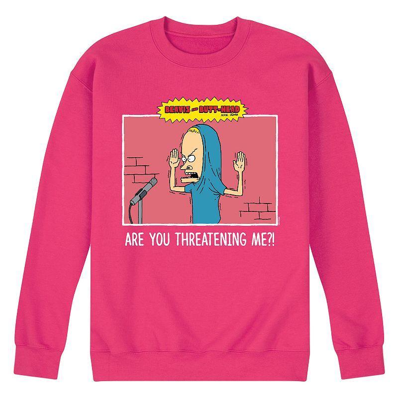 Mens Beavis And Butthead Threatening Me Sweatshirt Brt Pink Product Image