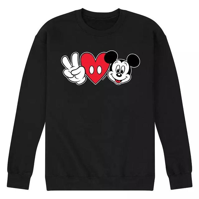 Disneys Mickey Mouse Mens Peace Love Mickey Fleece Sweatshirt Product Image