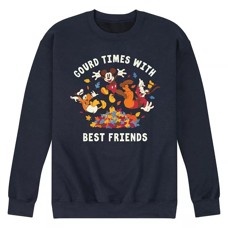 Disneys Mickey Mouse & Friends Mens Gourd Times With Best Friends Fleece Sweatshirt Blue Product Image