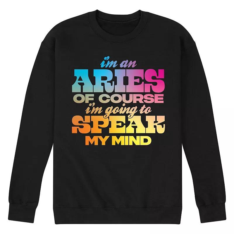 Mens Aries Speak My Mind Fleece Sweatshirt Product Image