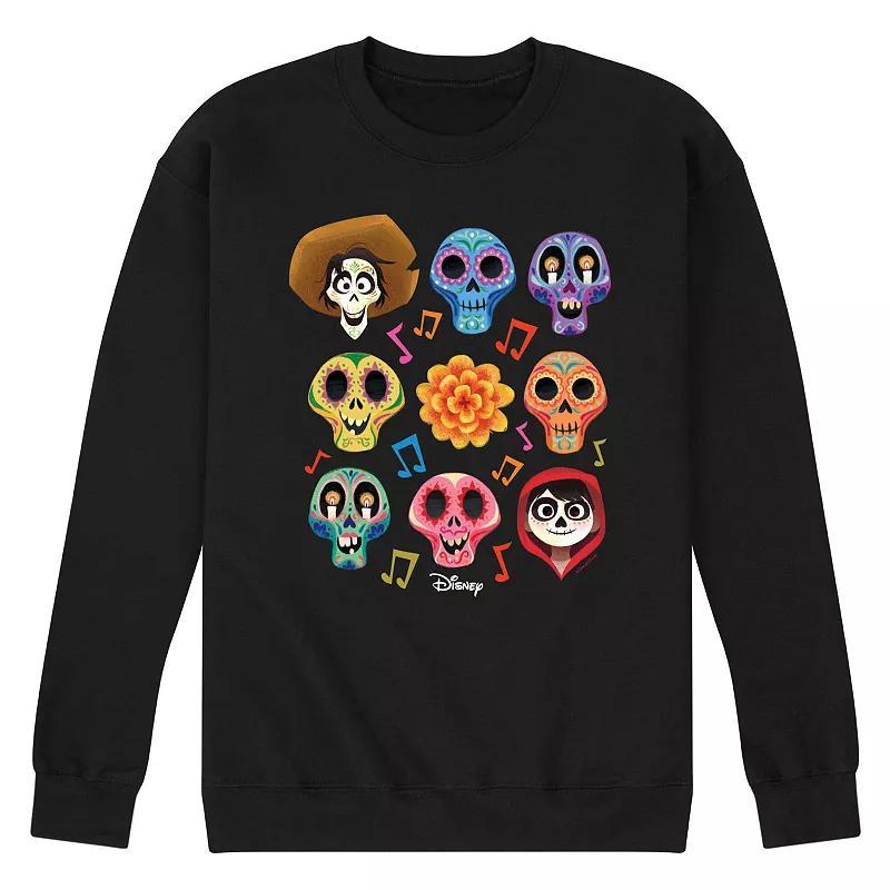 Disney / Pixars Coco Mens Character Grid Sugar Skull Fleece Sweatshirt Blue Product Image