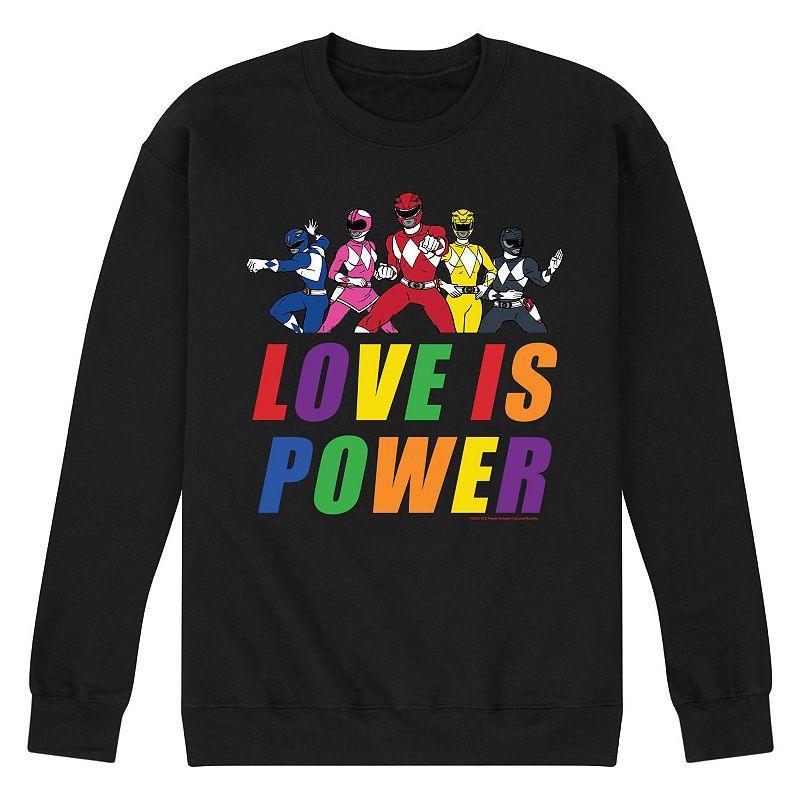 Mens Power Rangers Love Is Power Fleece Sweatshirt Med Grey Product Image