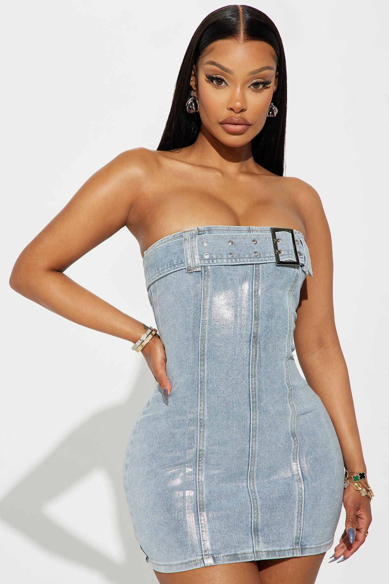 Dahlia Denim Mini Dress - Blue product image