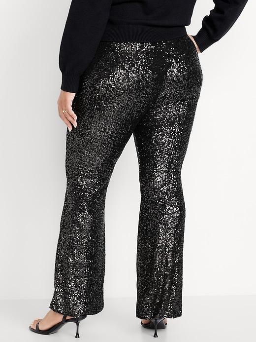 High-Waisted Sequin Flare Pants Product Image