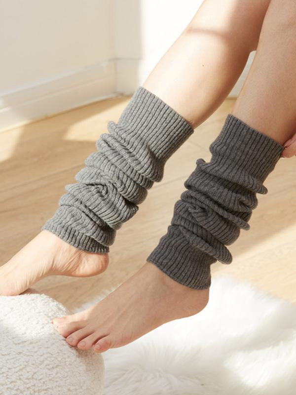 Knitted Solid Color Leg Warmers Accessories Product Image