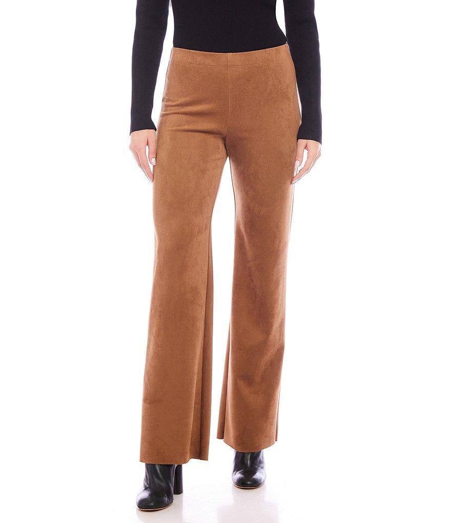 Karen Kane Petite Size Stretch Faux Suede Presley Wide Leg Pant Product Image