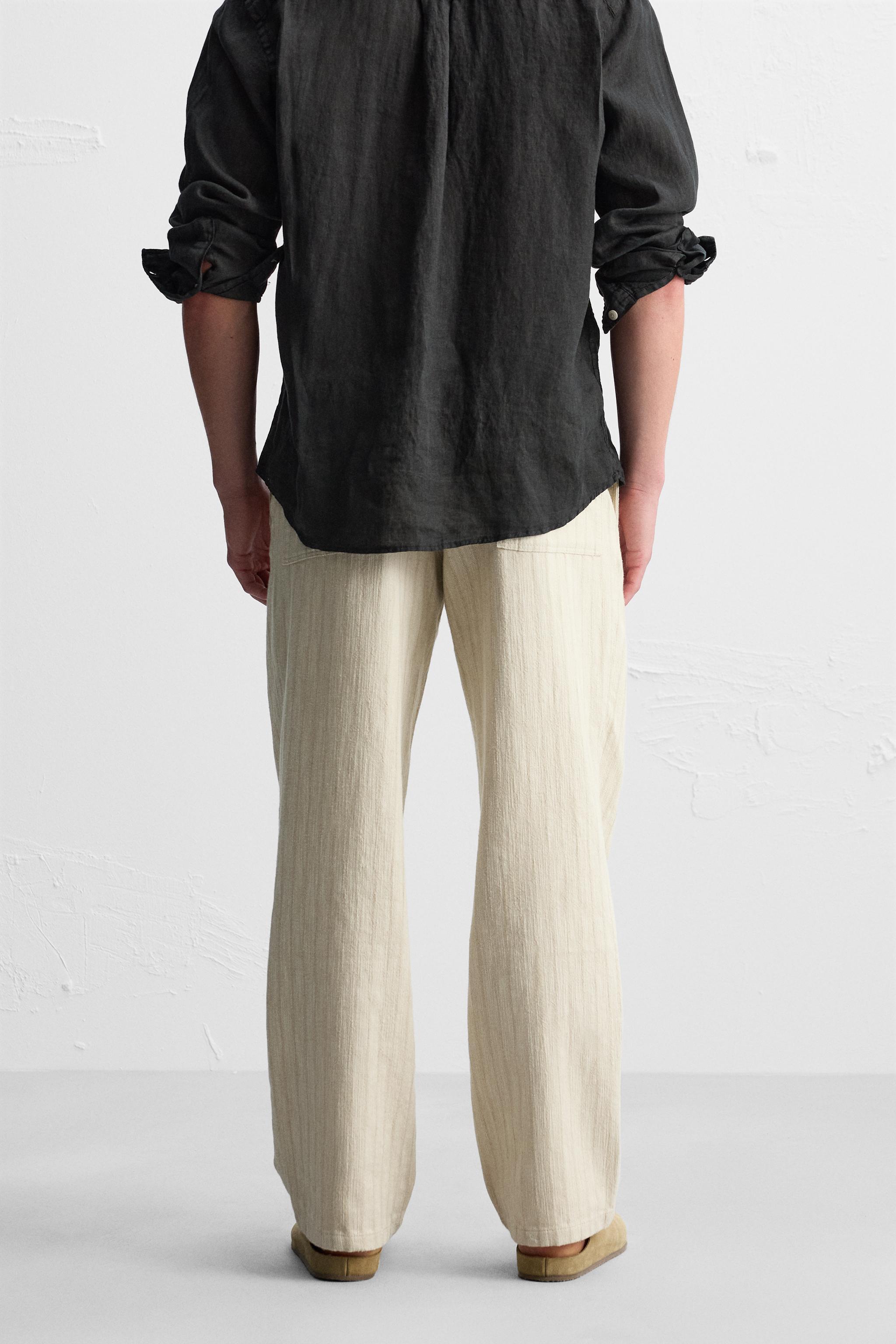 STRIPED TEXTURED PANTS Product Image