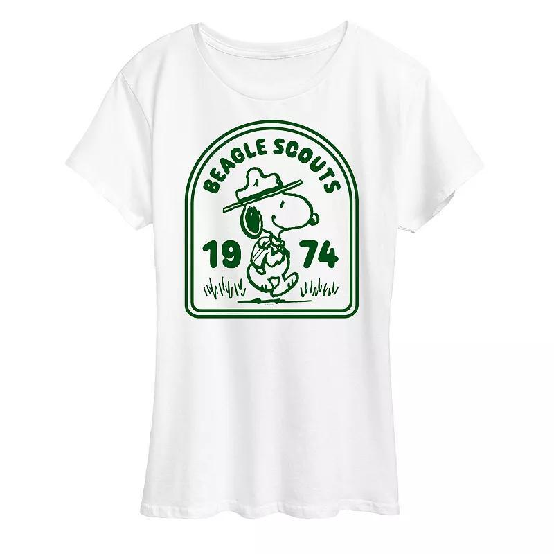 Womens Peanuts Snoopy Beagle Scouts Badge Graphic Tee Product Image