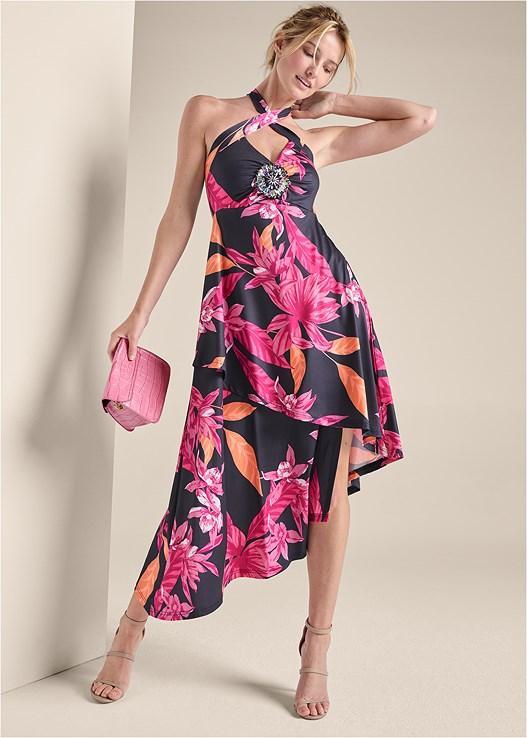 Midnight Floral Halter Dress Product Image